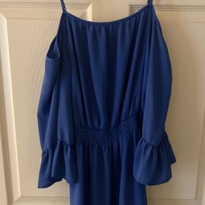 Blue Exposed shoulder dress